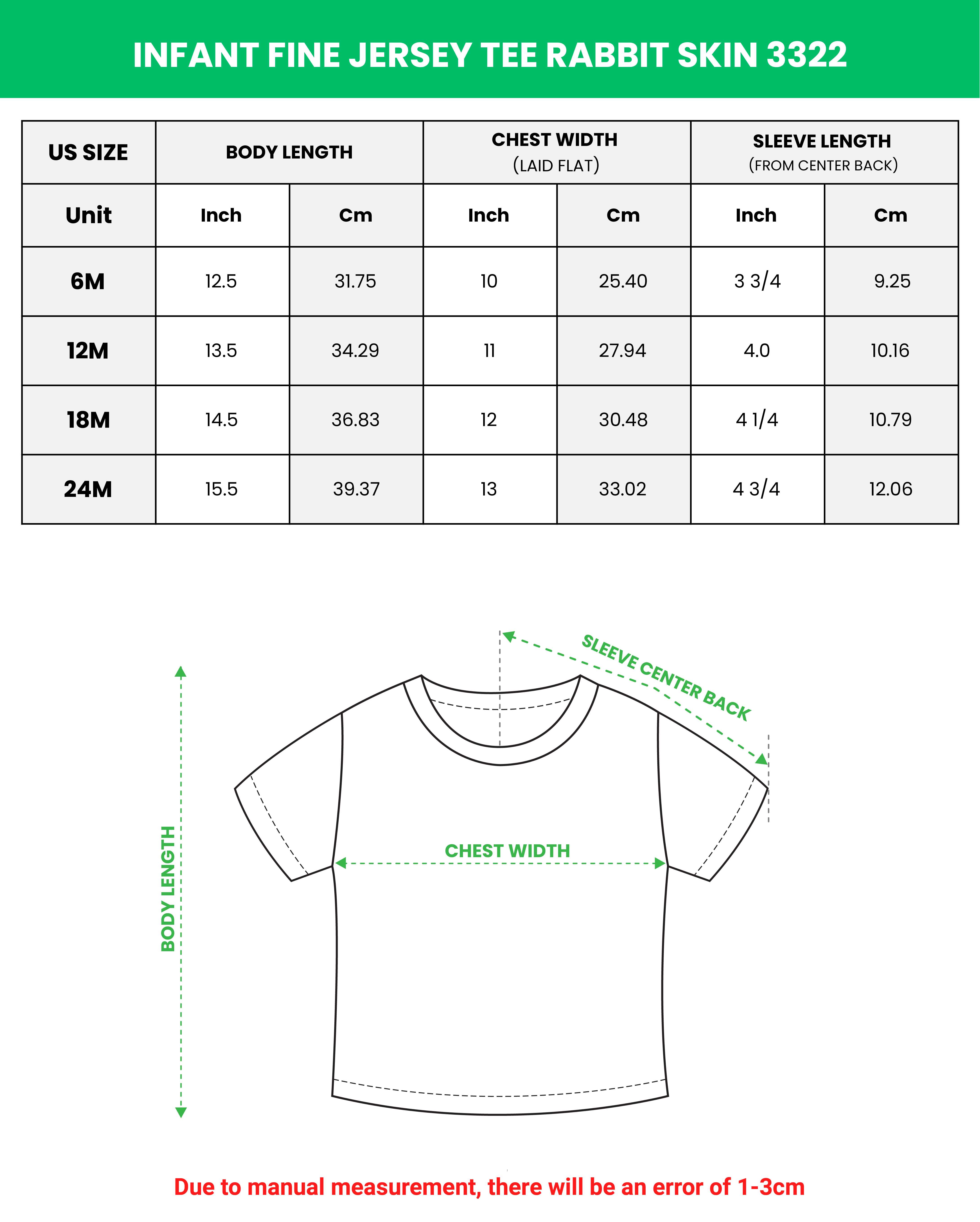 Infant Fine Jersey Tee Rabbit Skins 3322 (Made in US)