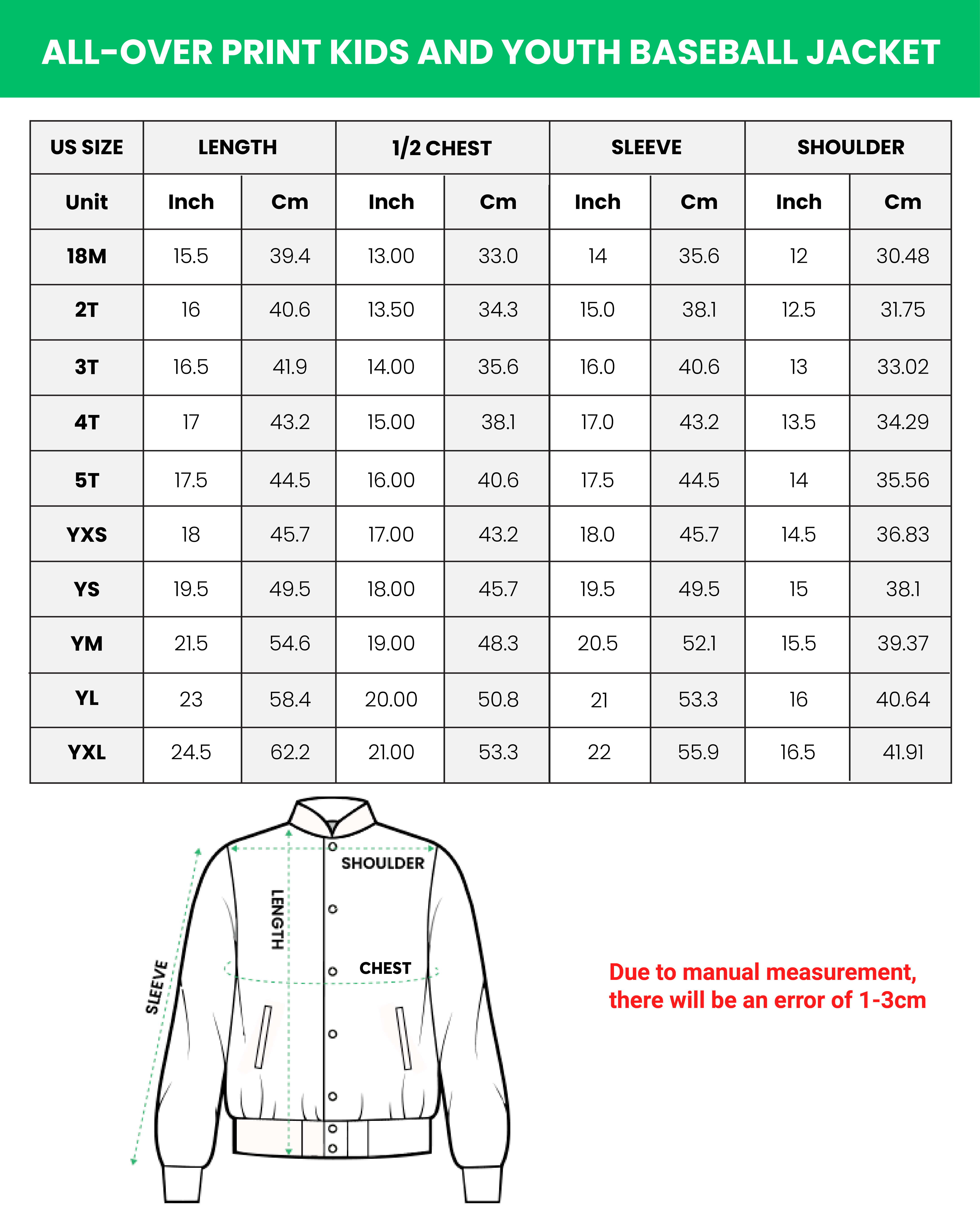 All-over Print Kids and Youth Baseball Jacket
