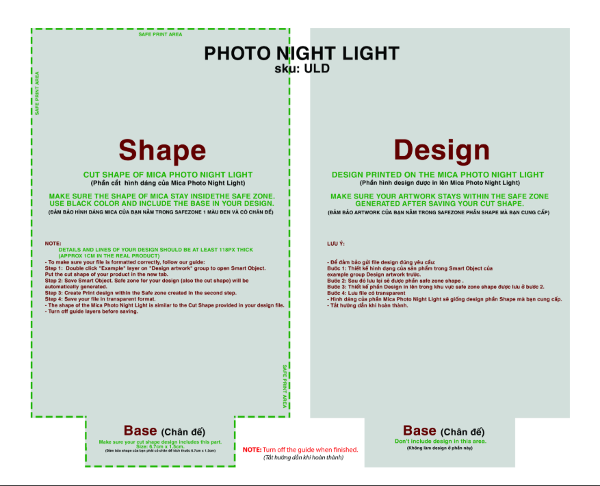 Photo Night Light Template - Round base