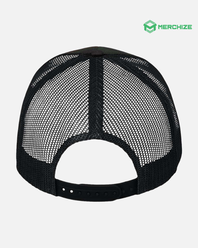 Engraved Leather Patch Mesh-Back Twill Trucker Cap VC400 (Made in US)
